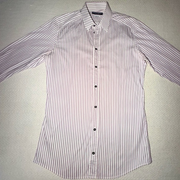 Dolce & Gabbana Other - Dolce & Gabbana Men's Purple and White Striped Shirt 15.5 39 Italian